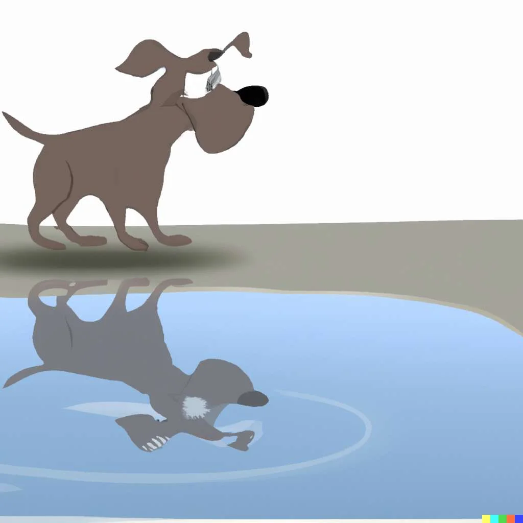 The Dog and the Shadow aesop's fables cartoon ilustration