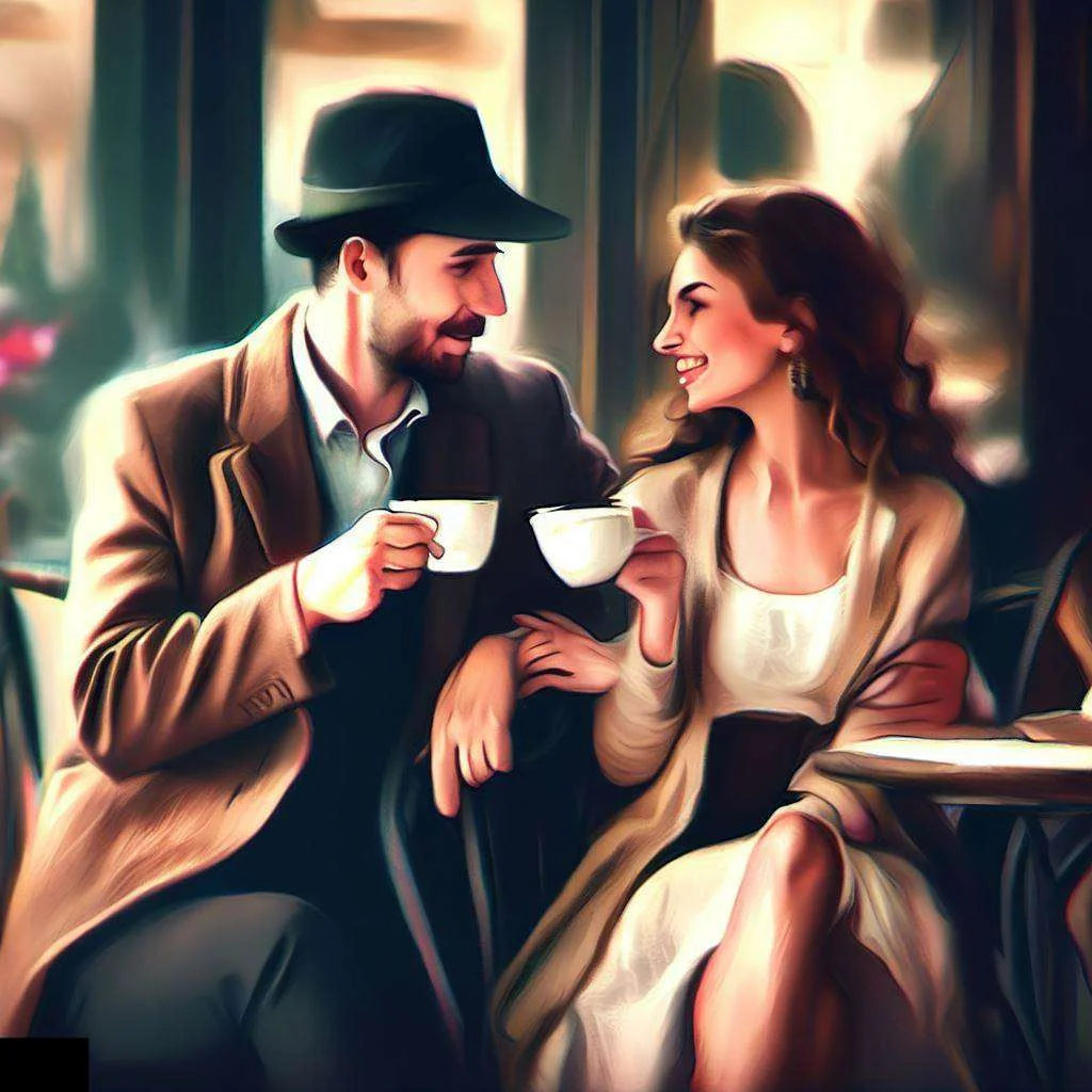 a couple inlove sitting in a coffee