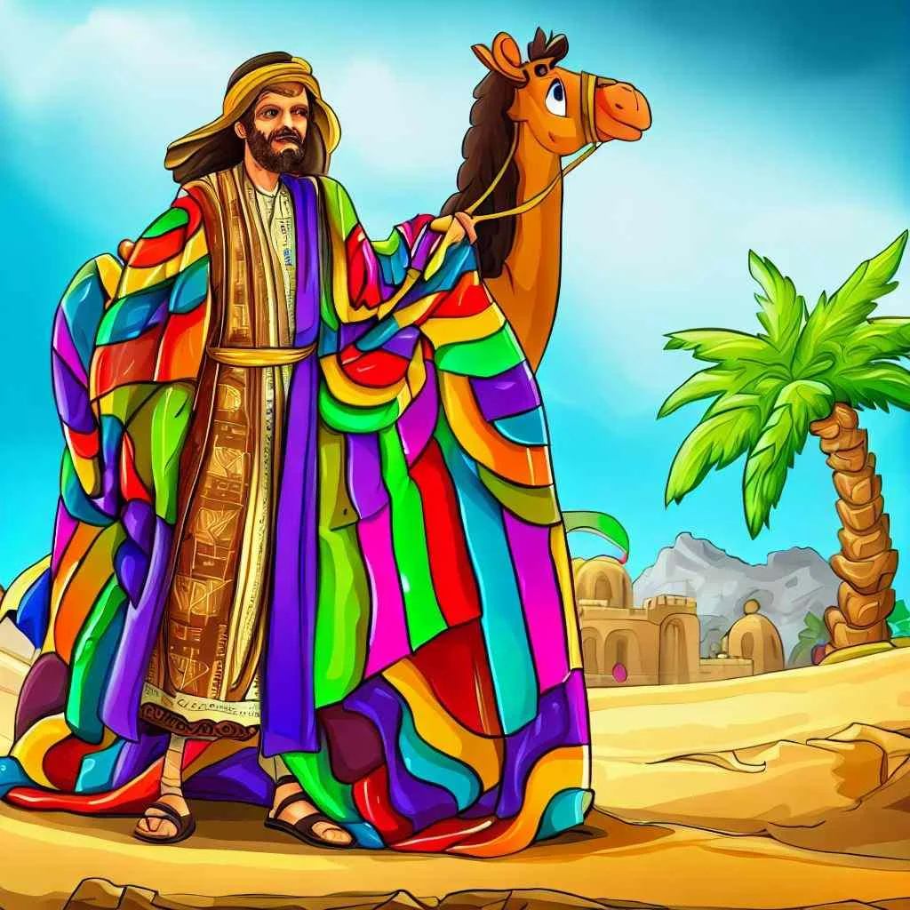 Joseph and His Coat of Many Colors. cartoon image