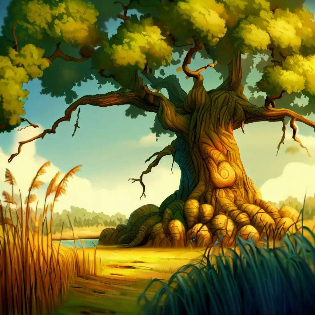 The Oak & the Reeds image cartoon