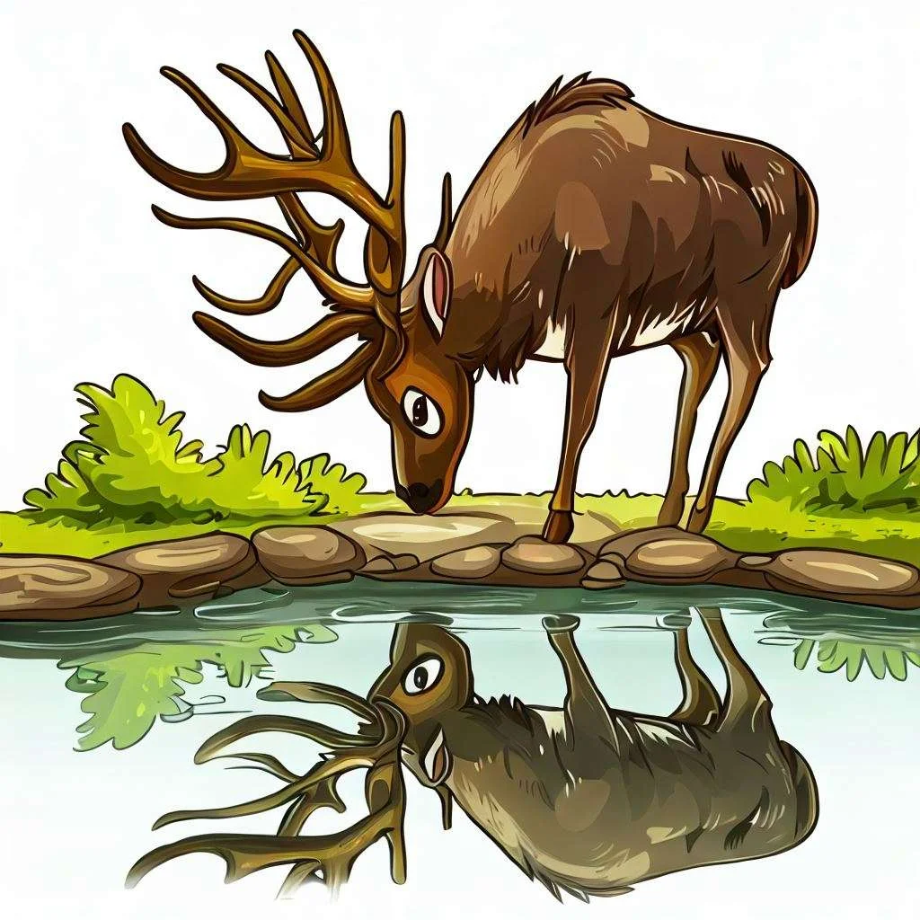 The Stag & His Reflection cartoon