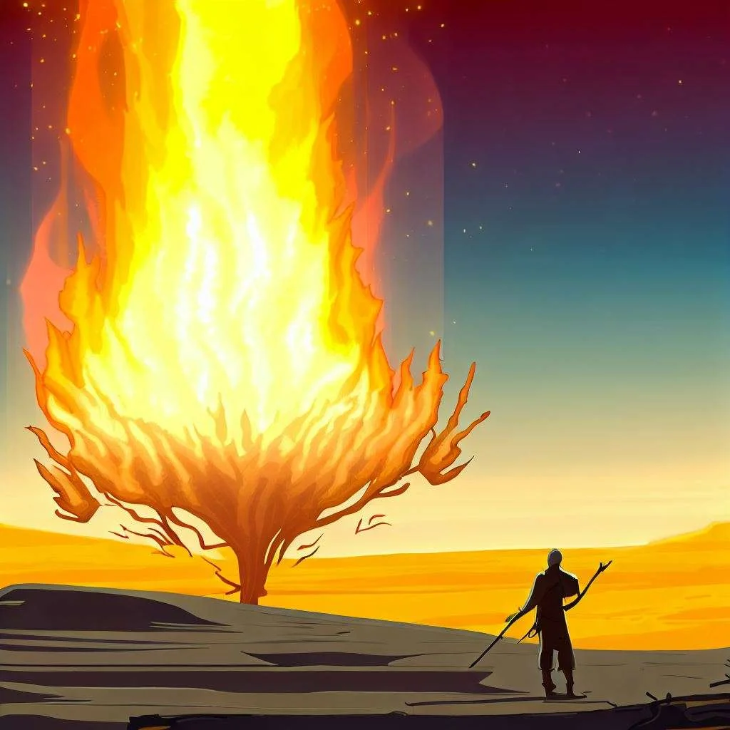 moses and the burning busdes cartoon image for children