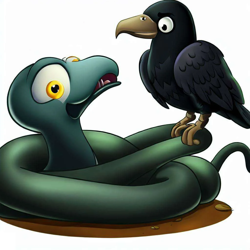 the crow and the snake cartoon image
