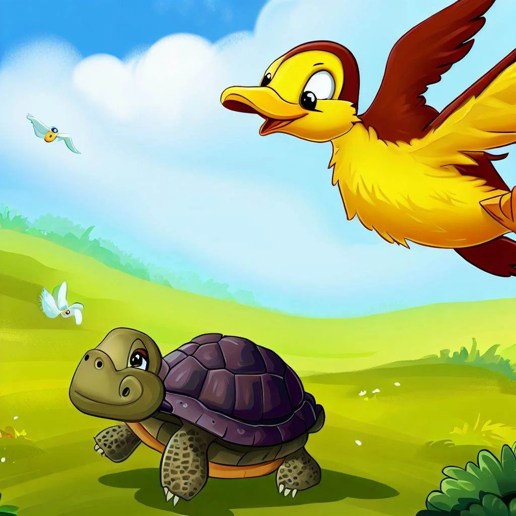 the tortise and the duck fable image cartoon