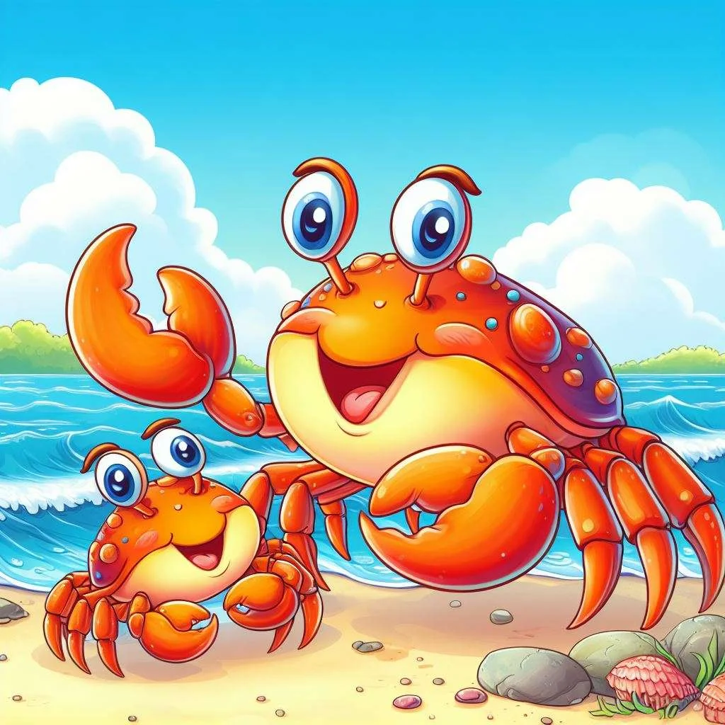 the crab and his mother fable cartoon image
