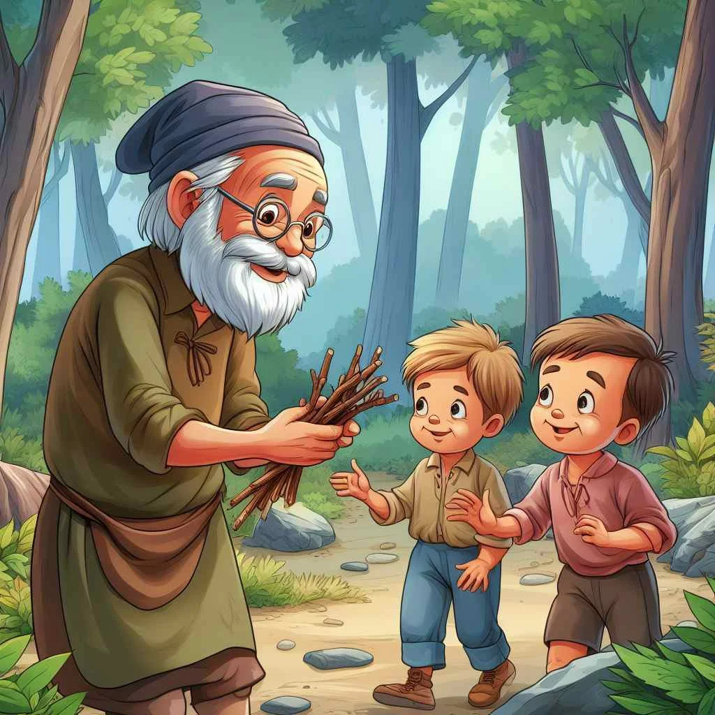 the bundle of sticks aesop fable image picture cartoon