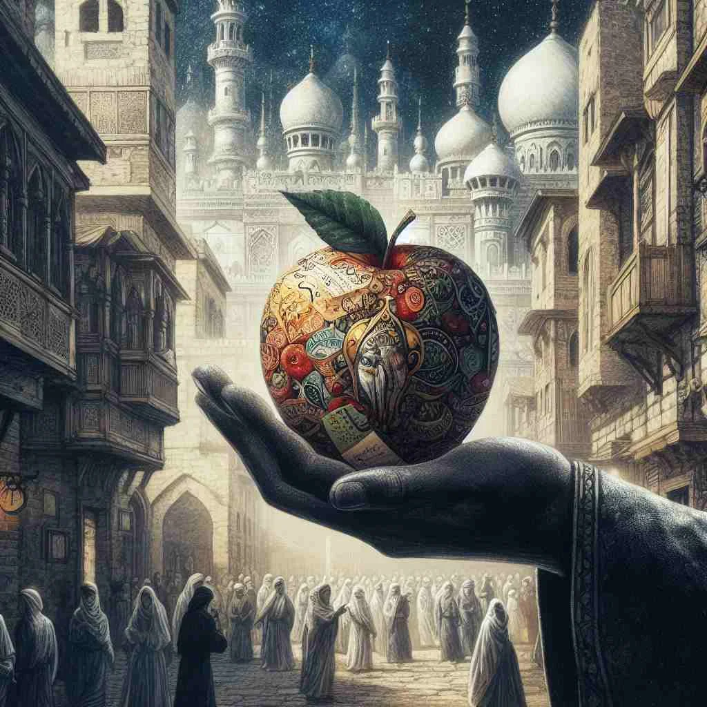 the three apple story from the 1001 arabian nights. Picture