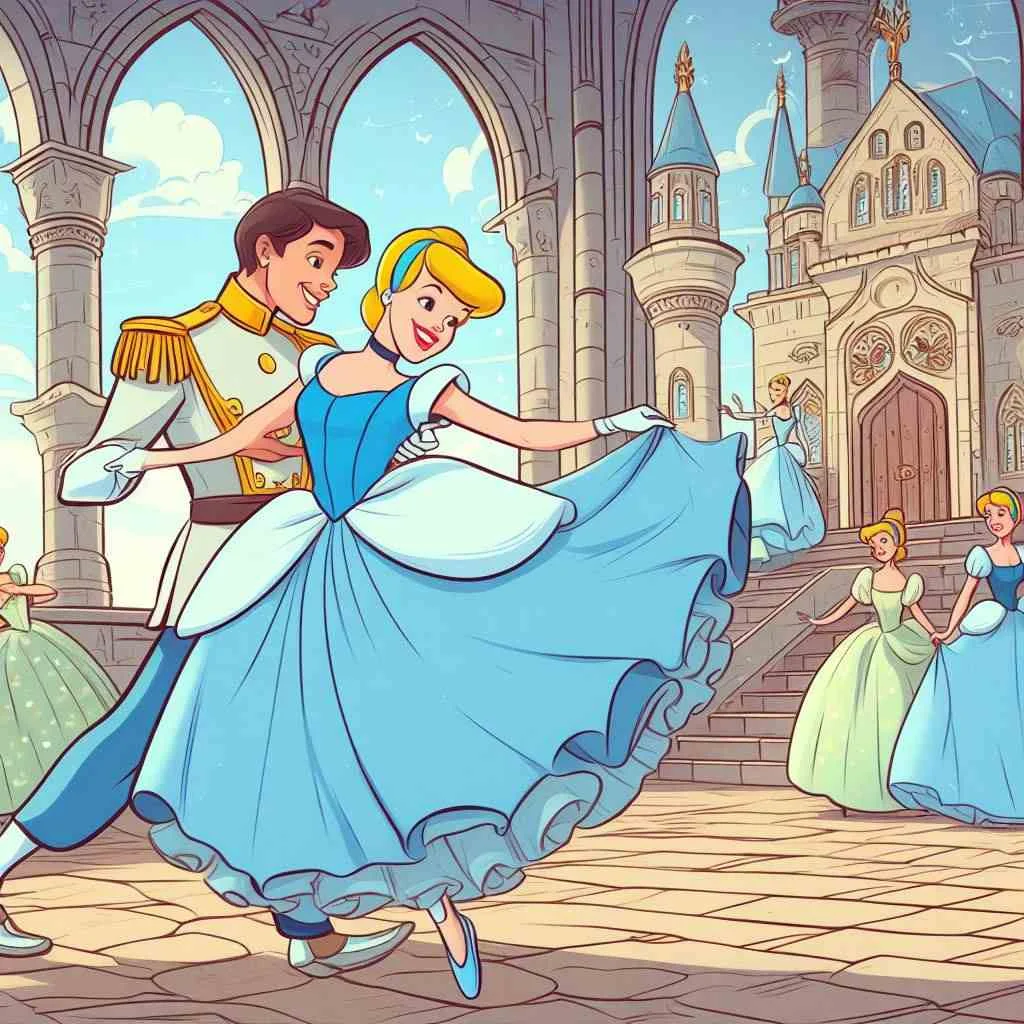 cinderella dancind with prince sharming image cartoon