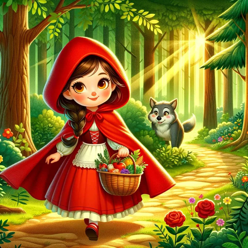 little red riding hood story for kids. Image cartoon