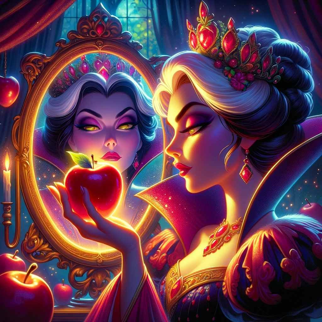 snow white step mother holding the red apple. Image 