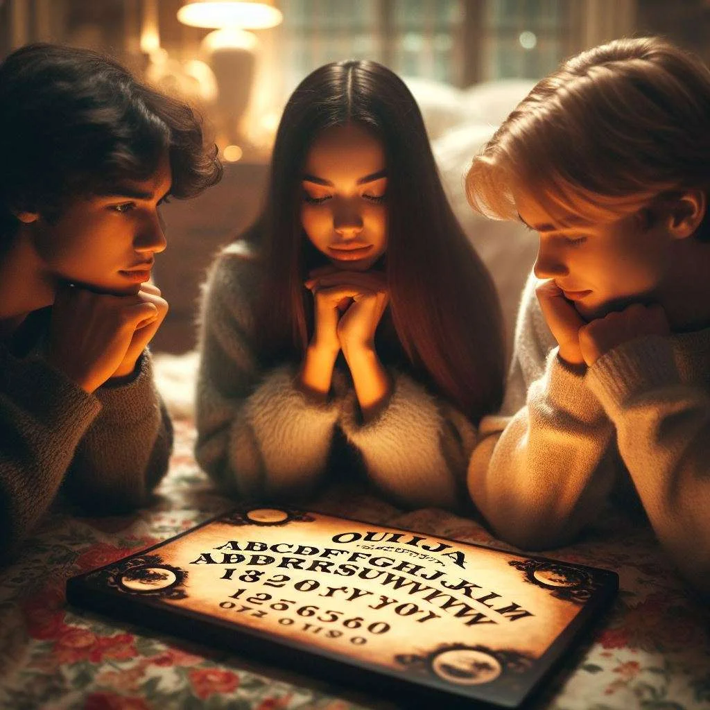 Echoes of the Lake And Eldridge's Secret. 3 teen playing Ouija board