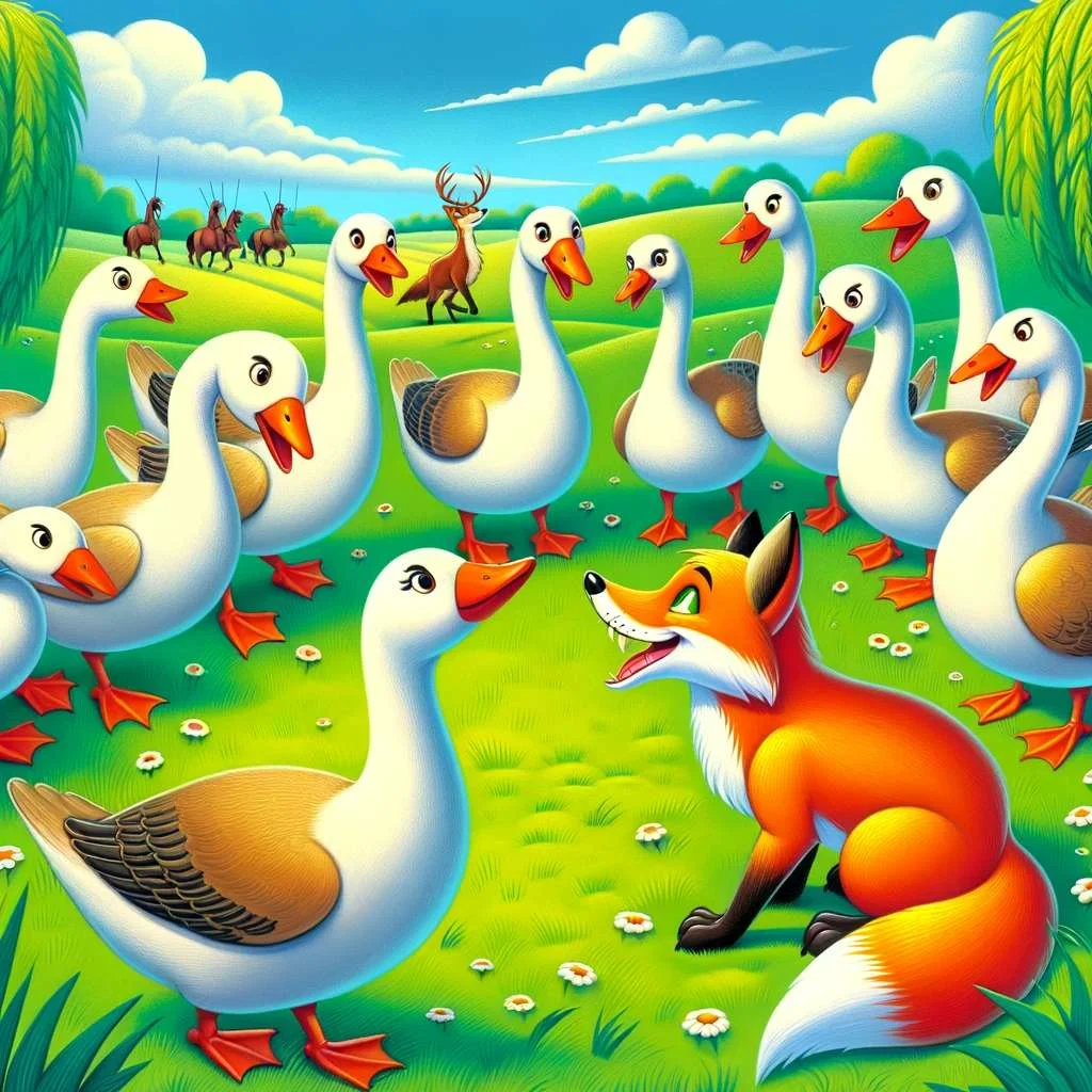 The Fox and the Geese ilustration