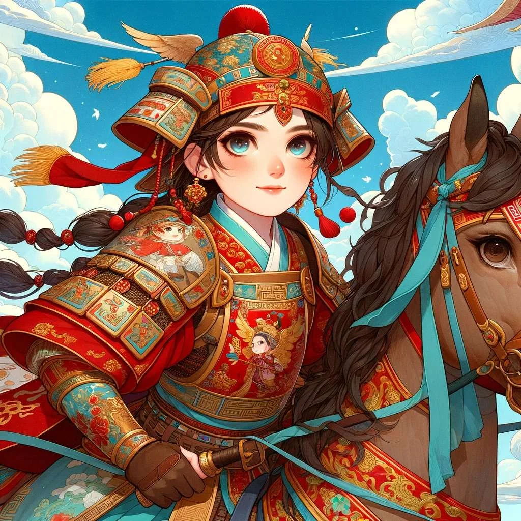 mulan in her horse bedtime story image
