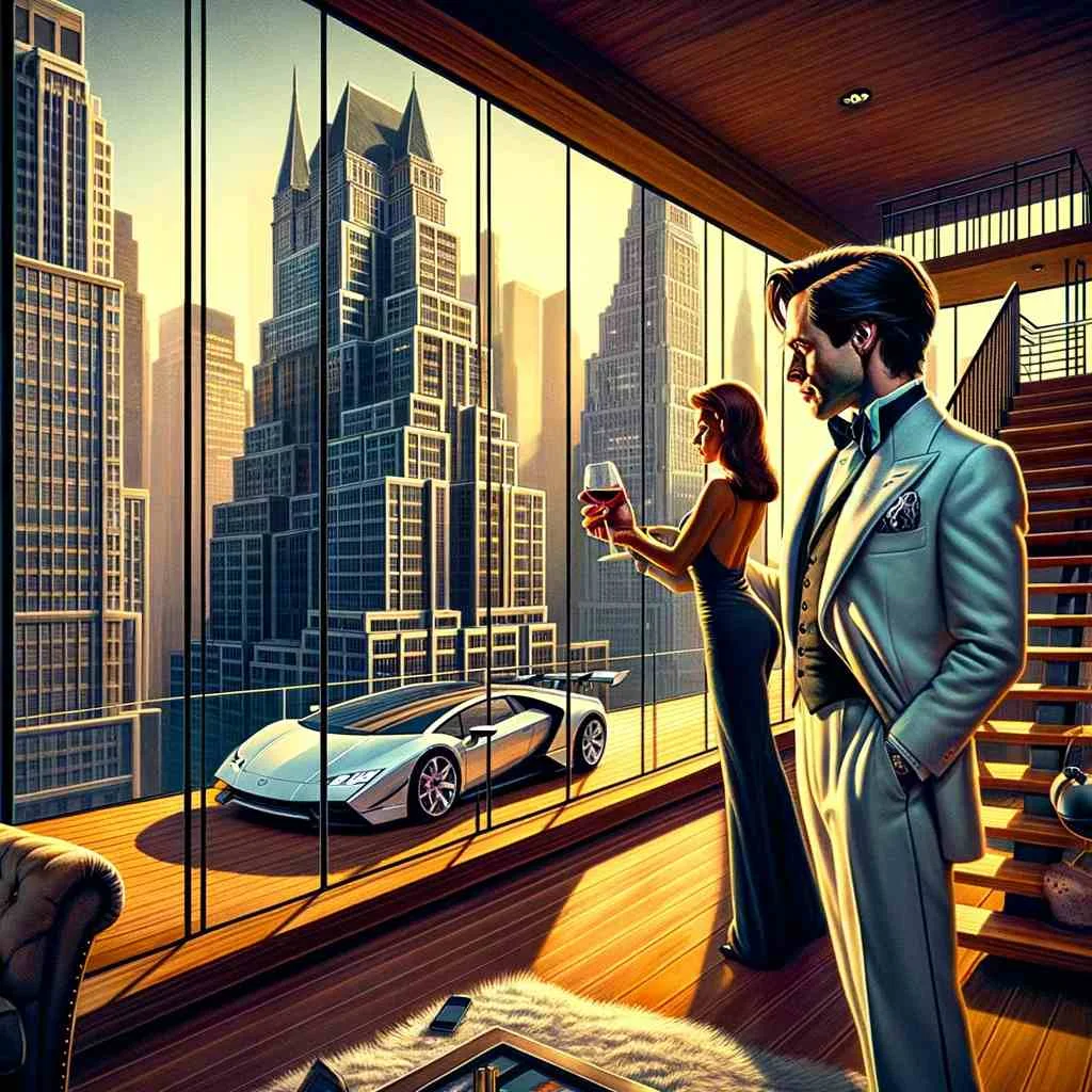 A modern adaptation of an O. Henry short story Mammon and the Archer with Tony Rockwall in his ultra-modern Manhattan penthouse.