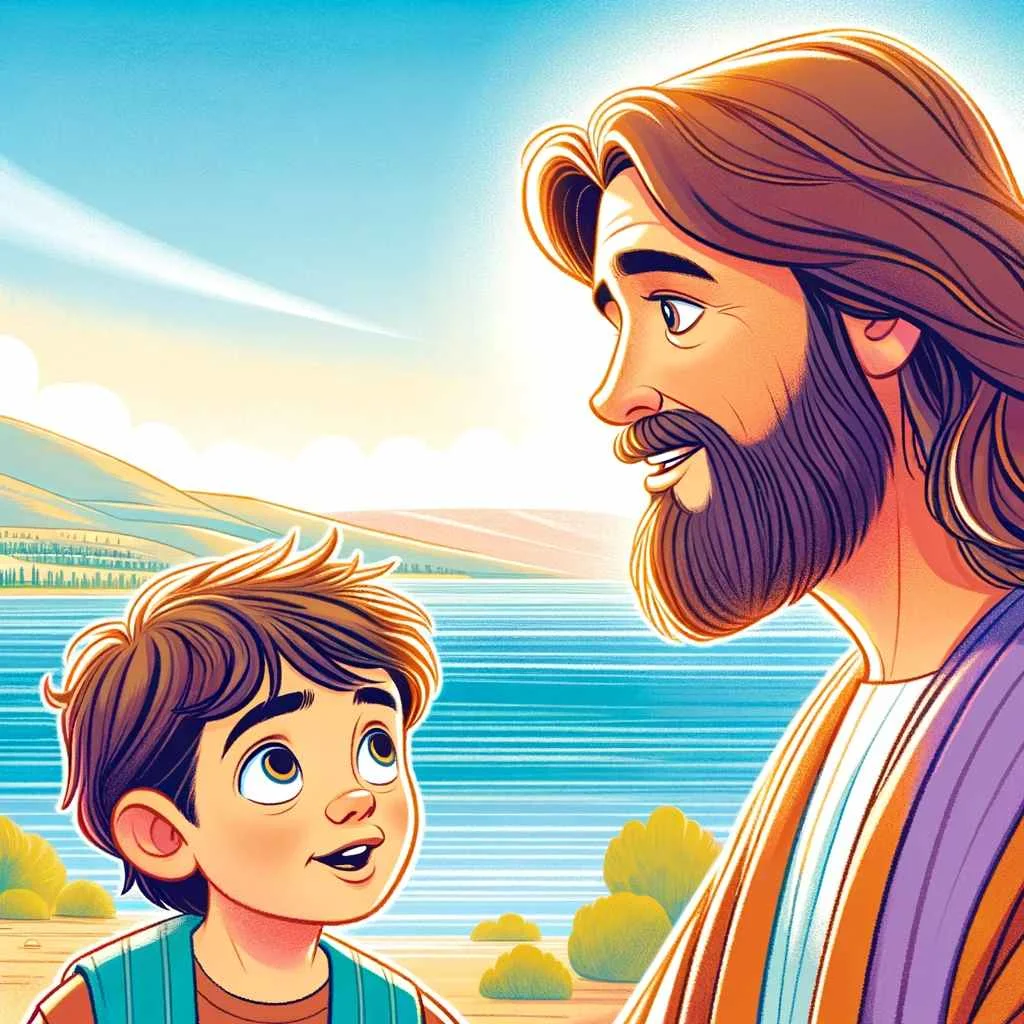The Parable of the Sower for Kids. Jesus talking to a kid