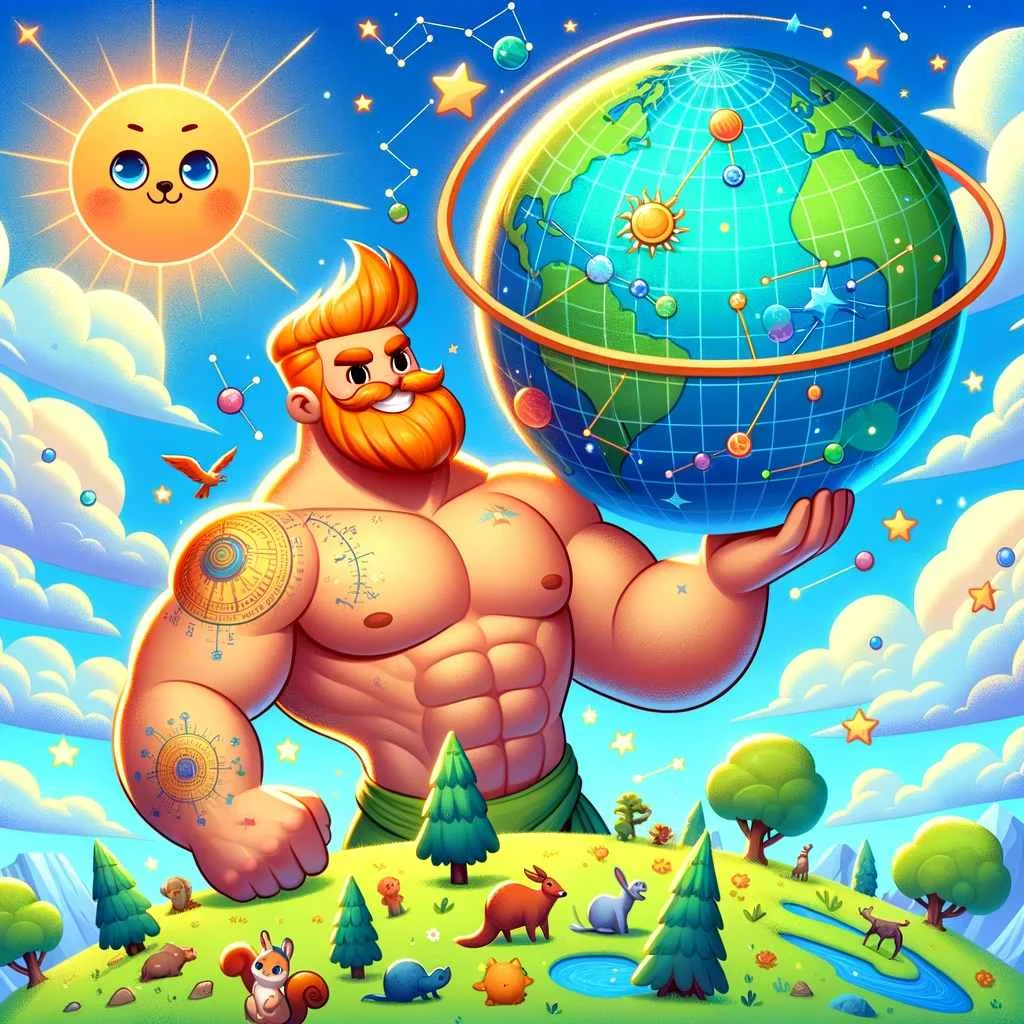 Atlas carrying the world. Image cartoon